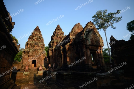 The Tempel Ruin of  Banteay Srei about 32 Km north of the Temple City of Angkor near the City of Siem Riep in the west of Cambodia.