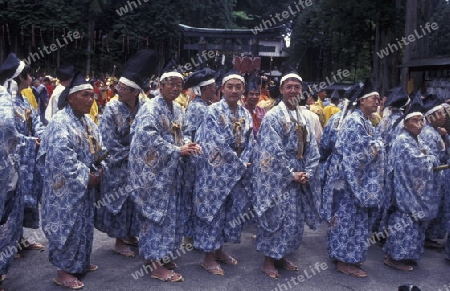 the historical festival in the Shrines of Nikko in the north of Tokyo in Japan in Asia,



