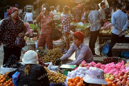 The Market in the old City of Siem Riep near the Ankor Wat Temples in the west of Cambodia.