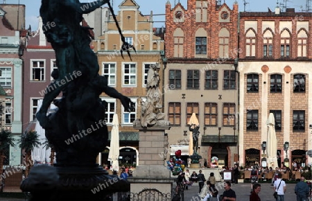 Eine Pferdekutsche auf dem Stray Rynek Platz  in der Altstadt von Poznan im westen von Polen.