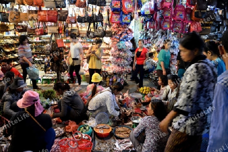 The Market in the old City of Siem Riep neat the Ankro Wat Temples in the west of Cambodia.