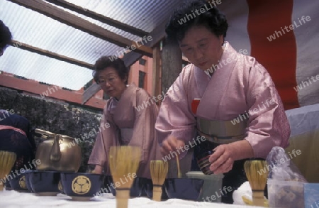 a tea ceremony in a traditional teahouse in the City centre of Tokyo in Japan in Asia,



