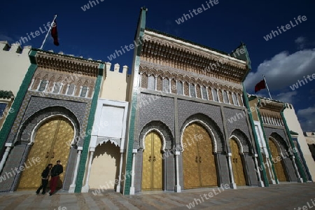 The Kindpalace of  Dar el Makhzen in the old City in the historical Town of Fes in Morocco in north Africa.