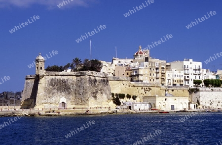 The centre of the Old Town of the city of Valletta on the Island of Malta in the Mediterranean Sea in Europe.
