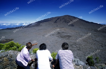 The Landscape allrond the Volcano  Piton de la Fournaise on the Island of La Reunion in the Indian Ocean in Africa.