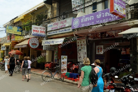 The Market in the old City of Siem Riep neat the Ankro Wat Temples in the west of Cambodia.