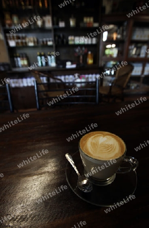 Ein Cafe  im Zentrum von Chiang Rai in der Provinz chiang Rai im Norden von Thailand in Suedostasien.