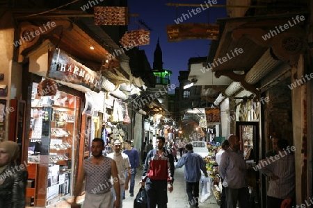 Asien, Naher Osten, Syrien, Damaskus,    Eine Gasse mit Ruinen bei der Omaijad Moschee im Souq und Altstadt von Damaskus in der Hauptstadt von Syrien. 