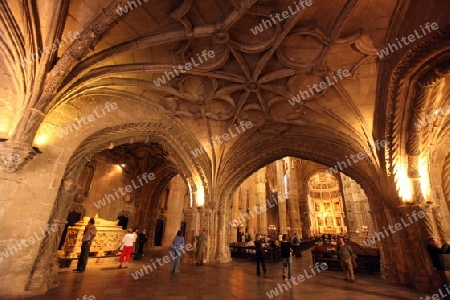 Das Kloster Jeronimus im Stadtteil Belem der Hauptstadt Lissabon in Portugal.