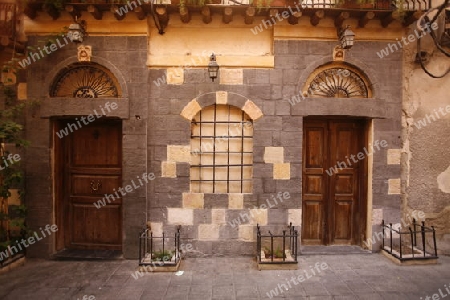 Eine Gasse im Souq und Altstadt von Damaskus in der Hauptstadt von Syrien. 