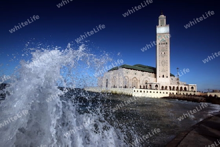 The Hassan 2 Mosque in the City of Casablanca in Morocco , North Africa.