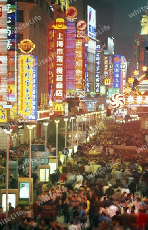 the Nanjing Dong Lu road in the City of Shanghai in china in east asia. 