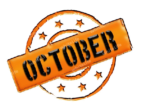 Sign, symbol, stamp or icon for your presentation, for websites and many more named OCTOBER