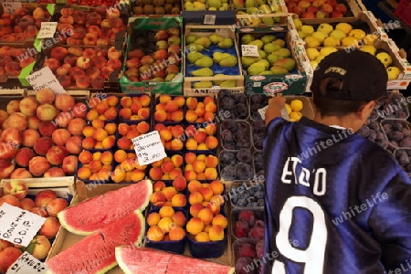 The Market in the town of Pallanza near to Verbania on the Lago maggiore in the Lombardia  in north Italy. 