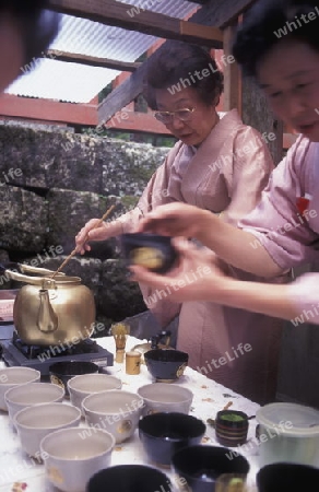 a tea ceremony in a traditional teahouse in the City centre of Tokyo in Japan in Asia,



