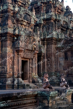 The Tempel Ruin of  Banteay Srei about 32 Km north of the Temple City of Angkor near the City of Siem Riep in the west of Cambodia.