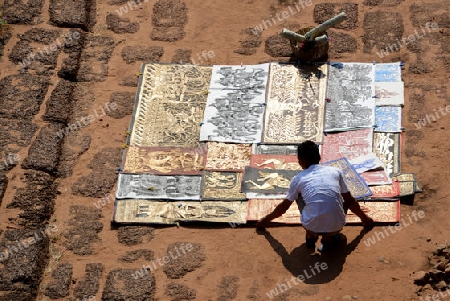 A Souvenier Shop at the Temple of  Pre Rup in the Temple City of Angkor near the City of Siem Riep in the west of Cambodia.