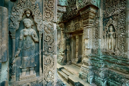 The Tempel Ruin of  Banteay Srei about 32 Km north of the Temple City of Angkor near the City of Siem Riep in the west of Cambodia.