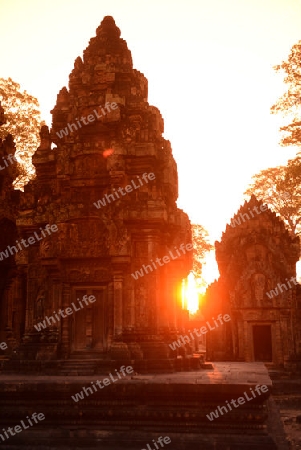 The Tempel Ruin of  Banteay Srei about 32 Km north of the Temple City of Angkor near the City of Siem Riep in the west of Cambodia.