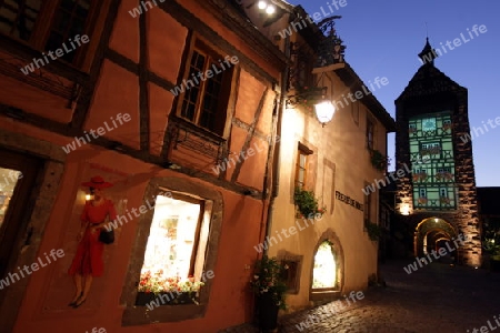 the olt town of the village of Riquewihr in the province of Alsace in France in Europe