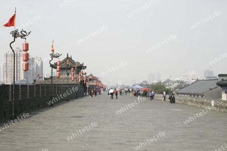 Altstadt von Xian, Blick ueber die Stadtmauer