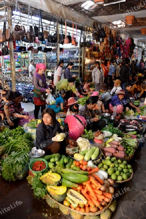 The Market in the old City of Siem Riep neat the Ankro Wat Temples in the west of Cambodia.