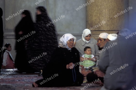 Die Umayyad Moschee in der Hauptstadt Damaskus in Syrien im Nahen Osten.