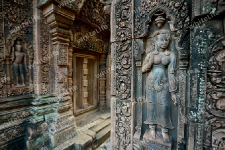 The Tempel Ruin of  Banteay Srei about 32 Km north of the Temple City of Angkor near the City of Siem Riep in the west of Cambodia.