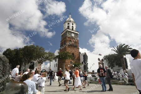 a traditional Dance in the old town of Teguise on the Island of Lanzarote on the Canary Islands of Spain in the Atlantic Ocean. on the Island of Lanzarote on the Canary Islands of Spain in the Atlantic Ocean.
