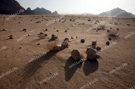 The Landscape of the Wadi Rum Desert in Jordan in the middle east.