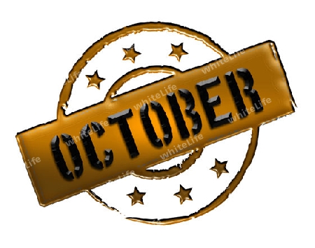 Sign, symbol, stamp or icon for your presentation, for websites and many more named OCTOBER