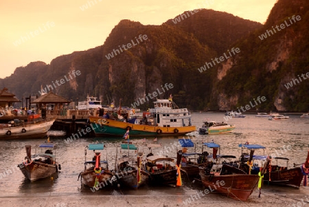 A Beach in the Town of Ko PhiPhi on Ko Phi Phi Island outside of  the City of Krabi on the Andaman Sea in the south of Thailand. 