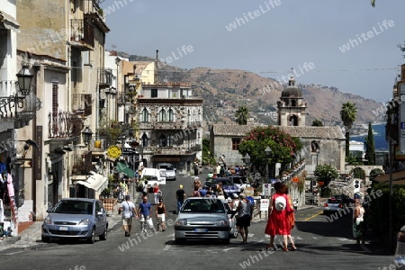 The old Town of  Taormina in Sicily in south Italy in Europe.