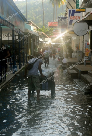 Water problems on the Island of Ko PhiPhi on Ko Phi Phi Island outside of the City of Krabi on the Andaman Sea in the south of Thailand. 