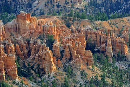 Felsformationen und Hoodoos, Bryce Canyon bei Sonnenaufgang, Bryce Point, Utah, Suedwesten, USA