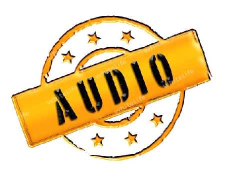 AUDIO - Zeichen, Symbol im Retro Stil fuer Praesentationen, Prospekte, Internet, ...