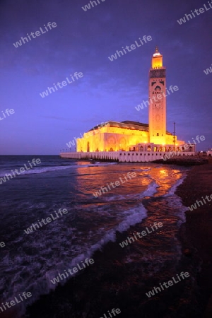 The Hassan 2 Mosque in the City of Casablanca in Morocco , North Africa.