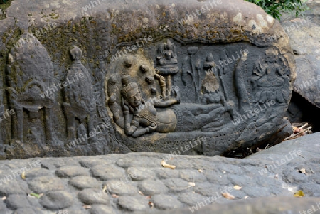 The Tempel Ruin of  Kbal Spean 50 Km northeast of in the Temple City of Angkor near the City of Siem Riep in the west of Cambodia.