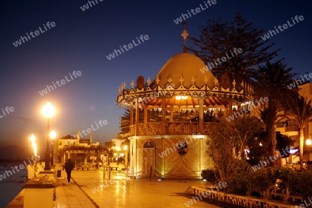 The promenade of the old town of the City of Arrecife on the Island of Lanzarote on the Canary Islands of Spain in the Atlantic Ocean. on the Island of Lanzarote on the Canary Islands of Spain in the Atlantic Ocean.
