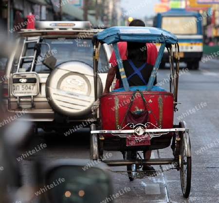 people transport at the Morningmarket in Nonthaburi north of the city of Bangkok in Thailand in Suedostasien.