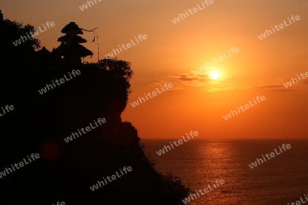 Asien, Suedost, Indonesien, Bali, Insel, Uluwatu, Tempel, Abend, Sonnenuntergang