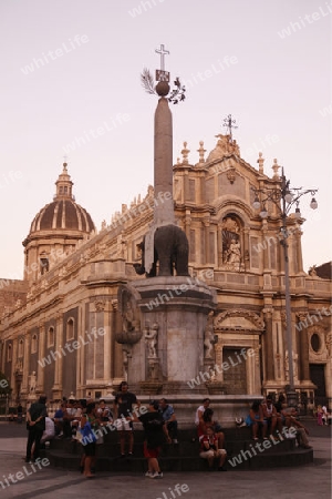 the Dom Sant Agata at the Piazza del Duomo in the old Town of Catania in Sicily in south Italy in Europe.