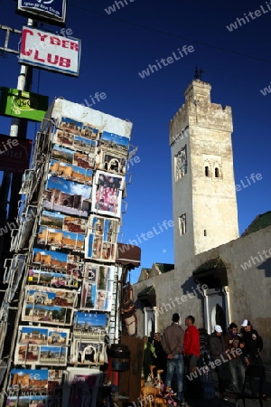 a shop in the Marketroad in the Medina of old City in the historical Town of Fes in Morocco in north Africa.