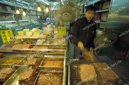 a chinese food shop in the City Centre of Hong Kong in the south of China in Asia.