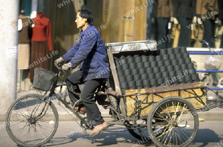 a bicycle transport in the City of Shanghai in china in east asia. 