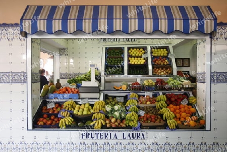 The Market Hall of the City of Santa Cruz on the Island of Tenerife on the Islands of Canary Islands of Spain in the Atlantic.  