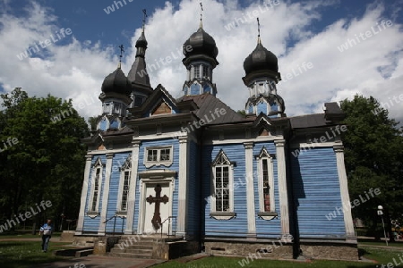 The church of the smal town of Druskininkai in the south of Vilnius and the Baltic State of Lithuania,  