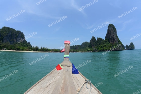 The Hat Railay Leh Beach at Railay near Ao Nang outside of the City of Krabi on the Andaman Sea in the south of Thailand. 