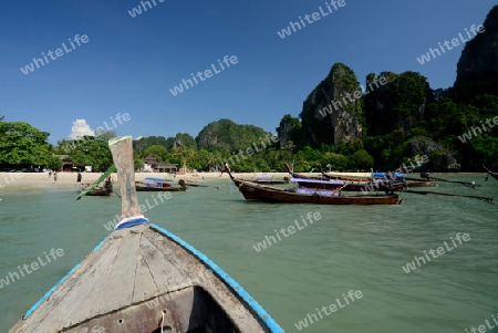 The Hat Railay Leh Beach at Railay near Ao Nang outside of the City of Krabi on the Andaman Sea in the south of Thailand. 