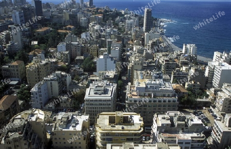 The city centre of Beirut on the coast in lebanon in the middle east.